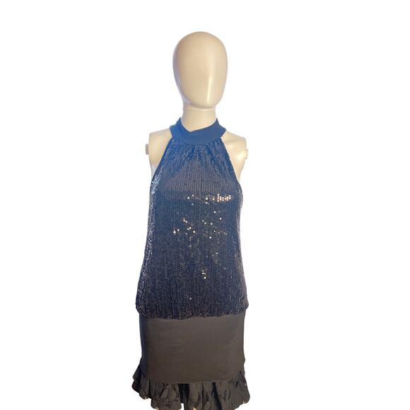 XXI Sequin Halter Top Women’s S Black Sleeveless Party Clubwear - Picture 1 of 6